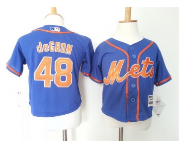 Toddler New York Mets #48 Jacob deGrom Alternate Blue With Orange MLB Majestic Baseball Jersey