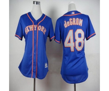 Women's New York Mets #48 Jacob DeGrom Blue With Gray Jersey