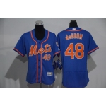Women's New York Mets #48 Jacob deGrom Blue With Orange 2016 Flexbase Stitched Baseball Jersey