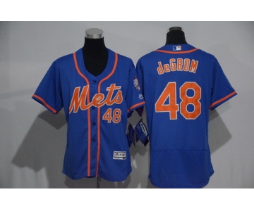 Women's New York Mets #48 Jacob deGrom Blue With Orange 2016 Flexbase Stitched Baseball Jersey