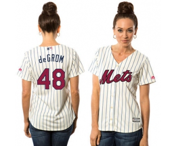 Women's New York Mets #48 Jacob deGrom White Stars & Stripes Fashion Independence Day Stitched MLB Majestic Cool Base Jersey
