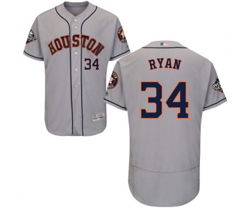 Astros #34 Nolan Ryan Grey Flexbase Authentic Collection 2019 World Series Bound Stitched Baseball Jersey