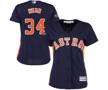 Astros #34 Nolan Ryan Navy Blue Alternate 2019 World Series Bound Women's Stitched Baseball Jersey