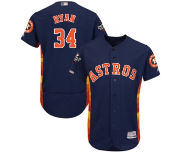 Astros #34 Nolan Ryan Navy Blue Flexbase Authentic Collection 2019 World Series Bound Stitched Baseball Jersey
