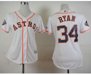 Astros #34 Nolan Ryan White Home 2019 World Series Bound Women's Stitched Baseball Jersey