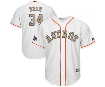 Houston Astros #34 Nolan Ryan White 2018 Gold Program Cool Base Stitched MLB Jersey