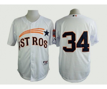 Men's Houston Astros #34 Nolan Ryan 1972 White Turn Back The Clock Jersey