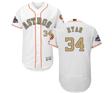 Men's Houston Astros #34 Nolan Ryan Gonzalez White 2018 Gold Program Flexbase Stitched MLB Jersey