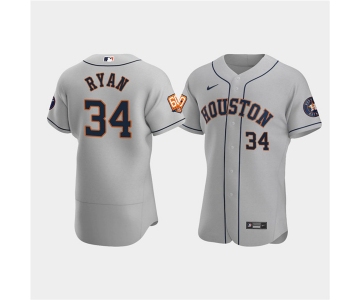 Men's Houston Astros #34 Nolan Ryan Gray 60th Anniversary Flex Base Stitched Baseball Jersey
