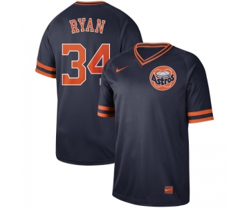 Men's Houston Astros 34 Nolan Ryan Navy Throwback Jersey