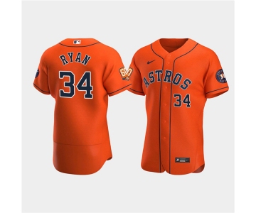 Men's Houston Astros #34 Nolan Ryan Orange 60th Anniversary Flex Base Stitched Baseball Jersey