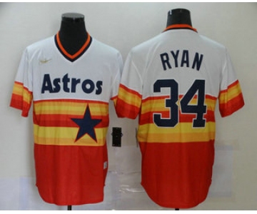 Men's Houston Astros #34 Nolan Ryan Orange Rainbow Cooperstown Stitched MLB Cool Base Nike Jersey