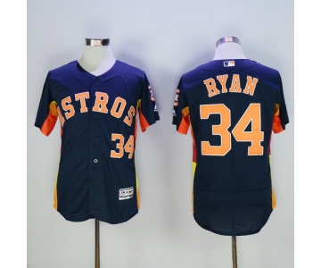 Men's Houston Astros #34 Nolan Ryan Retired Navy Blue 2016 Flexbase Majestic Baseball Jersey