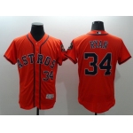 Men's Houston Astros #34 Nolan Ryan Retired Orange 2016 Flexbase Majestic Baseball Jersey