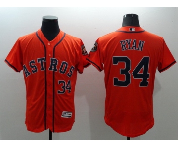 Men's Houston Astros #34 Nolan Ryan Retired Orange 2016 Flexbase Majestic Baseball Jersey