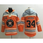 Men's Houston Astros #34 Nolan Ryan Retired Orange Baseball MLB Hoodie