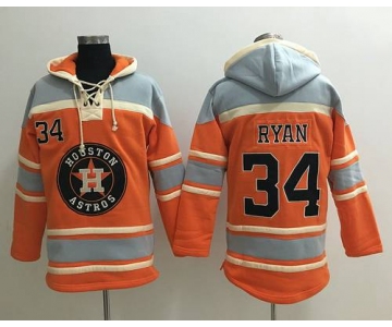 Men's Houston Astros #34 Nolan Ryan Retired Orange Baseball MLB Hoodie