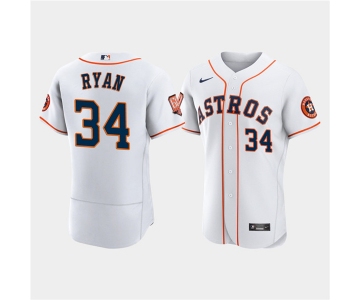 Men's Houston Astros #34 Nolan Ryan White 60th Anniversary Flex Base Stitched Baseball Jersey