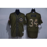 Men's Texas Rangers #34 Nolan Ryan Retired Green Salute to Service Cool Base Stitched MLB Jersey
