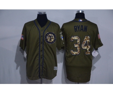 Men's Texas Rangers #34 Nolan Ryan Retired Green Salute to Service Cool Base Stitched MLB Jersey