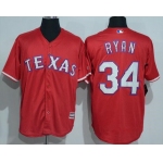 Men's Texas Rangers #34 Nolan Ryan Retired Red Stitched MLB Majestic Cool Base Jersey