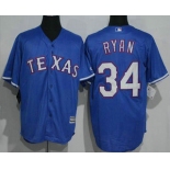Men's Texas Rangers #34 Nolan Ryan Retired Royal Blue Stitched MLB Majestic Cool Base Jersey