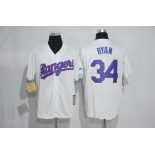 Men's Texas Rangers #34 Nolan Ryan White Stitched MLB 1986 Majestic Cool Base Cooperstown Collection Player Jersey