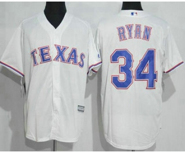 Men's Texas Rangers #34 Nolan Ryan White Stitched MLB 1986 Majestic Cool Base Cooperstown Collection Player Jersey