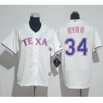 Rangers #34 Nolan Ryan White Cool Base Stitched Youth Baseball Jersey