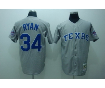 Texas Rangers #34 Nolan Ryan 1993 Gray Throwback Jersey