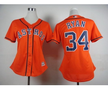 Women's Houston Astros #34 Nolan Ryan Alternate Orange 2015 MLB Cool Base Jersey
