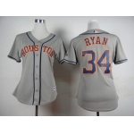 Women's Houston Astros #34 Nolan Ryan Away Gray 2015 MLB Cool Base Jersey