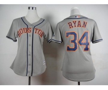 Women's Houston Astros #34 Nolan Ryan Away Gray 2015 MLB Cool Base Jersey