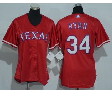 Women's Texas Rangers #34 Nolan Ryan Retired Red Stitched MLB Majestic Cool Base Jersey