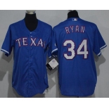 Youth Texas Rangers #34 Nolan Ryan Retired Royal Blue Stitched MLB Majestic Cool Base Jersey