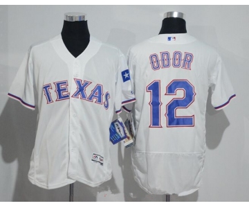 Men's Texas Rangers #12 Rougned Odor White Home Stitched MLB 2016 Majestic Flex Base Jersey