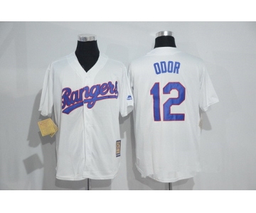Men's Texas Rangers #12 Rougned Odor White Stitched MLB 1986 Majestic Cool Base Cooperstown Collection Player Jersey