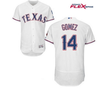 Men's Texas Rangers #14 Carlos Gomez White Home Stitched MLB Majestic Flex Base Jersey