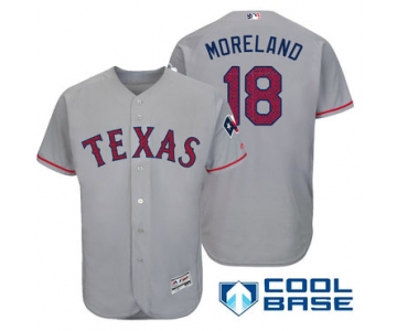 Men's Texas Rangers #18 Mitch Moreland Gray Stars & Stripes Fashion Independence Day Stitched MLB Majestic Cool Base Jersey