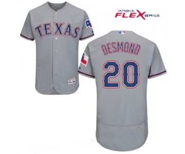 Men's Texas Rangers #20 Ian Desmond Gray Road 2016 Flex Base Majestic Stitched MLB Jersey