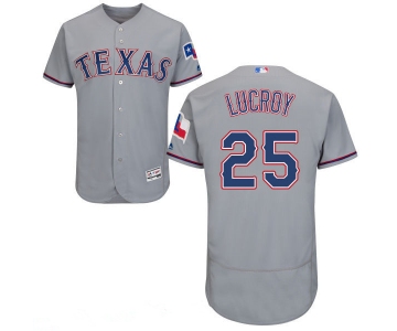 Men's Texas Rangers #25 Jonathan Lucroy Gray Road 2016 Flex Base Majestic Stitched MLB Jersey