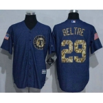 Men's Texas Rangers #29 Adrian Beltre Denim Blue Salute to Service Stitched MLB Jersey