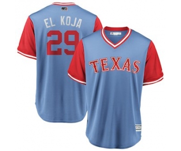 Men's Texas Rangers 29 Adrian Beltre El Koja Majestic Light Blue 2018 Players' Weekend Cool Base Jersey