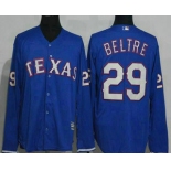 Men's Texas Rangers #29 Adrian Beltre Royal Blue Long Sleeve Stitched MLB Majestic Cool Base Jersey