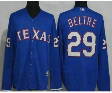 Men's Texas Rangers #29 Adrian Beltre Royal Blue Long Sleeve Stitched MLB Majestic Cool Base Jersey