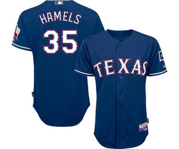 Men's Texas Rangers #35 Cole Hamels Alternate Blue MLB Cool Base Jersey