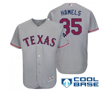 Men's Texas Rangers #35 Cole Hamels Gray Stars & Stripes Fashion Independence Day Stitched MLB Majestic Cool Base Jersey