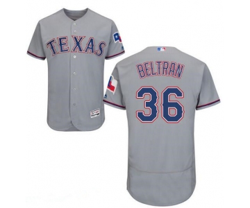 Men's Texas Rangers #36 Carlos Beltran Gray Road 2016 Flex Base Majestic Stitched MLB Jersey