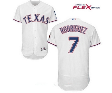 Men's Texas Rangers #7 Ivan Rodriguez Retired White Stitched MLB Majestic Flex Base Jersey
