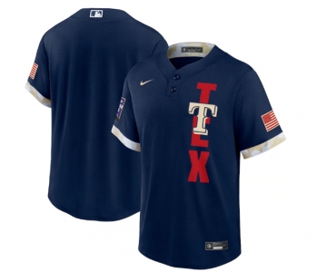 Men's Texas Rangers Blank 2021 Navy All-Star Cool Base Stitched MLB Jersey